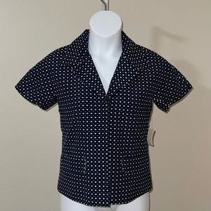 Coldwater Creek Blue Mini Check Short Sleeve Lined Jacket, NWT, Size 4-6…